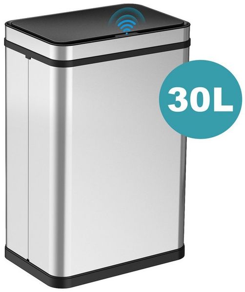 Ribelli Mülleimer Edelstahl Mülleimer Abfalleimer mit Sensor, 50L Mülltrennsystem Silber