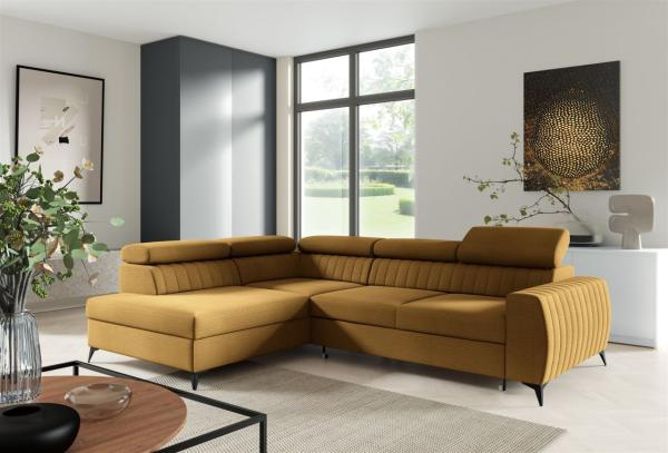 Ecksofa Schlafsofa Sofa TORONTO Stoff Element Honiggelb Ottomane Links