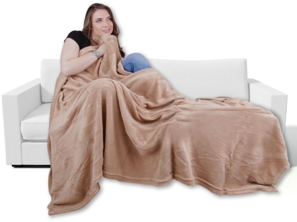 Kuscheldecke supersofte Tagesdecke vielseitig verwendbare Microfaser-Decke, flauschig und anschmiegsam in vielen verschiedenen modischen Farben erhältlich (beige - creme / 220x240 cm)