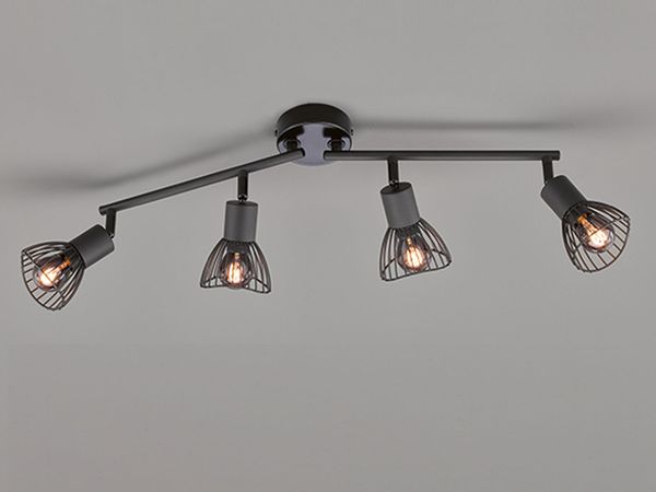 Deckenleuchte, 4 flammig, Spots verstellbar, L 72 cm
