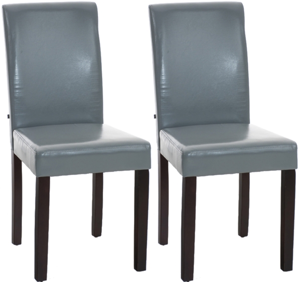 CLP 2er Set Esszimmerstuhl Ina Kunstleder mit Holzgestell,grau dunkelbraun