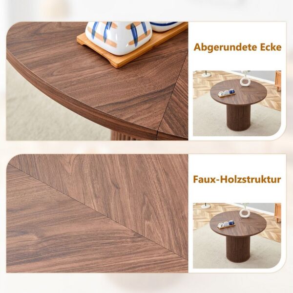 i@home Esstisch Runder Esstisch, 100*100*76cm (1 Tisch), Tischplatte mit Holzmuster, zylindrische Tischbeine mit Staufach