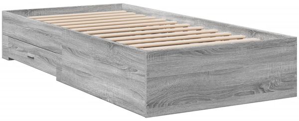 vidaXL Bettgestell mit Schubladen Grau Sonoma 90x200 cm Holzwerkstoff 3280431 Bild 3
