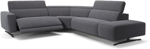 Sofanella Eckcouch ALESSO Stoffbezug Eckgarnitur verstellbar in Dunkelgrau