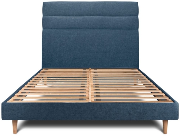 Bett mit Kopfteil – Korbgeflecht-Canvas-Stoff - 140 x 200 cm