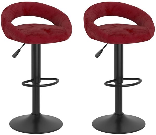 vidaXL Barhocker 2 Stk. Weinrot Samt 333275