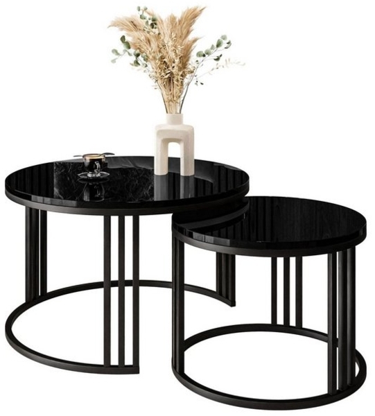 Lookway Couchtisch LORI 2in1 mit Hochglanz Platte (2er Set), Durchmesser: ⌀70 cm und ⌀50 cm Bild 4