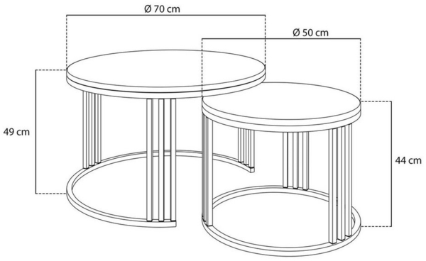 Lookway Couchtisch LORI 2in1 mit Hochglanz Platte (2er Set), Durchmesser: ⌀70 cm und ⌀50 cm Bild 3