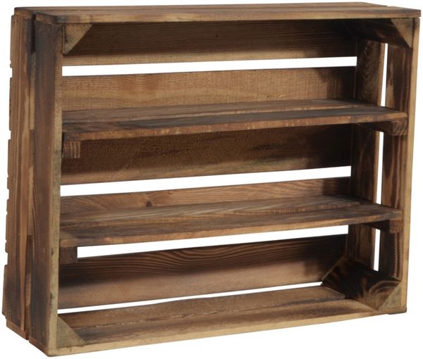 CHICCIE 5 Set Holzregal Schmalhanz 50x40x15cm - Geflammt 2x langes Regal
