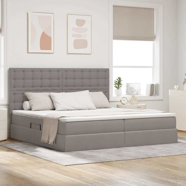vidaXL Bett mit Stauraum und LED mit LED Taupe 200 x 200 cm Polyester 3372567