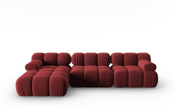 Micadoni Modulares Ecksofa Bellis 4-Sitzer Links Samtstoff Riviera Dunkelrot