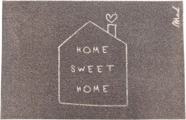 Mad about Mats Fußmatte Celia, rechteckig, Türvorleger, Schmutzfangmatte, Haustür, mit Motiv Home Sweet Home, Indoor & Outdoor, Farbe Greige, rutschfest, maschinenwaschbar, 50 x 75 cm