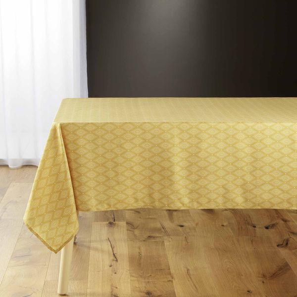 Douceur d'Intérieur, Tischdecke, rechteckig, 140x240 cm, Blumenmuster, Taupe, Mikrofaser, Bedruckt
