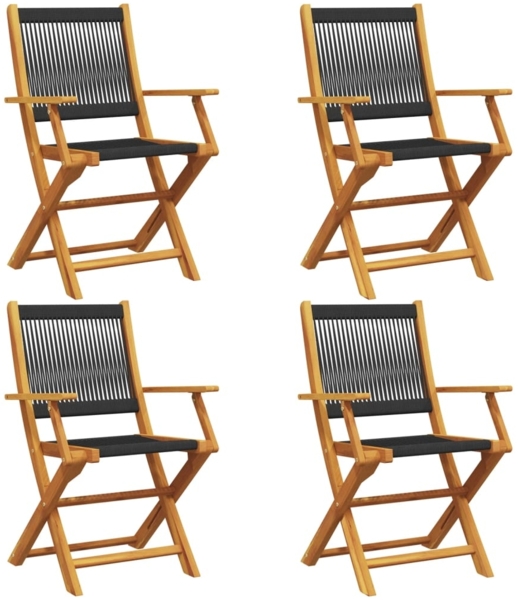 vidaXL Gartenstühle 4 Stk. Klappbar Schwarz Massivholz Akazie 3214565
