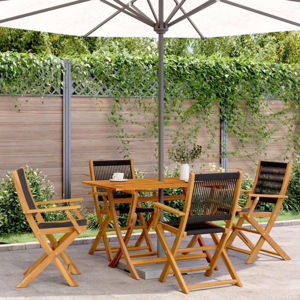 vidaXL Gartenstühle 4 Stk. Klappbar Schwarz Massivholz Akazie 3214565