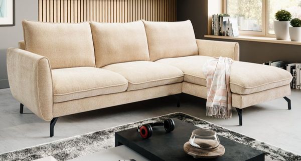 Sofa Palma in beige L-Form 259 x 167 cm
