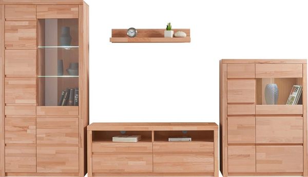 OTTO home Wohnwand Silkeborg, (Set, 4-St), teilmassives Holz