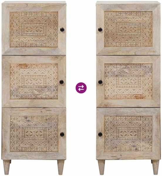 vidaXL Hochboard mit Regal Weiß 40 x 33 x 110 cm massives Mangoholz 4018145 Bild 9