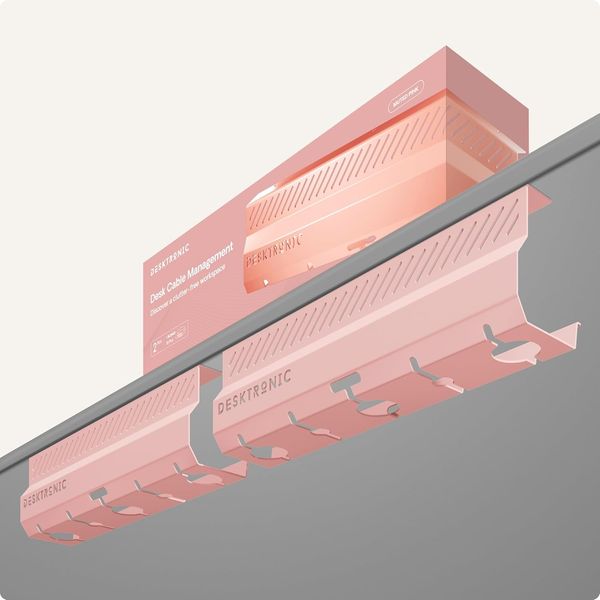 Desktronic Kabelkanal Schreibtisch, 2x43cm, Hochwertiger Stahl, Kabel Organizer für Kabelführung Rosa
