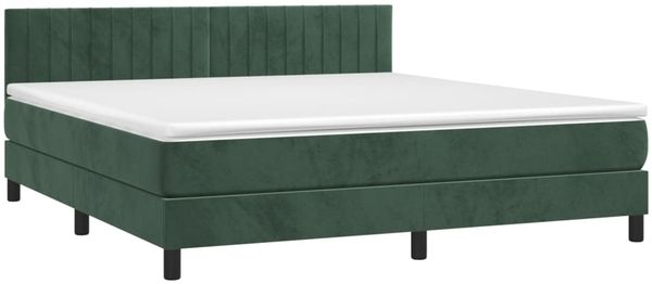 vidaXL Boxspringbett mit Matratze & LED Dunkelgrün 180x200 cm Samt 3134540 Bild 3