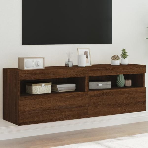 vidaXL TV-Wandschränke mit LED-Leuchten 2 Stk. Braun Eichen-Optik 837196