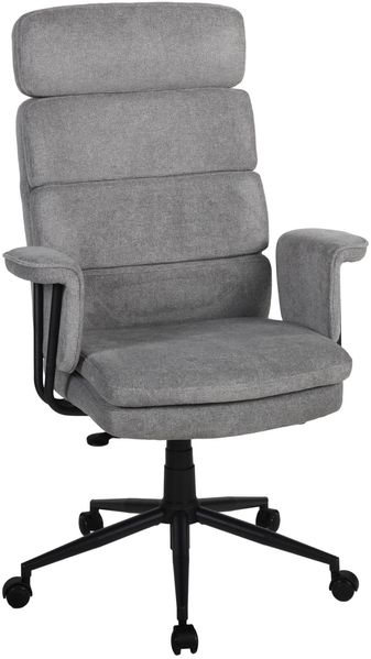 Chefsessel >Junis< höhenverstellbarer Kopfstütze, grau, Webstoff - 77x118x77cm (BxHxT)