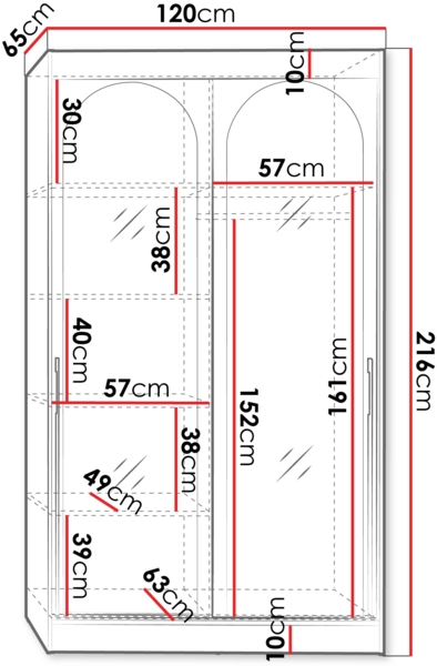 Kleiderschrank Mezzinto 120 (Farbe: Schwarz) Bild 7