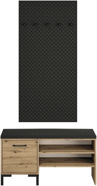 Garderobe ""Nevio"" Flurgarderobe 2-teilig Artisan Eiche schwarz