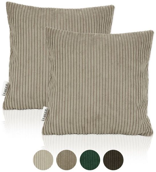 Lycce Dekokissen Kissenbezug 2er Set CORD Stoff (40 x 40 cm) mit Reißverschluß