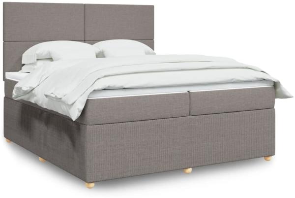 vidaXL Boxspringbett mit Matratze Taupe 200x200 cm Stoff 3294460