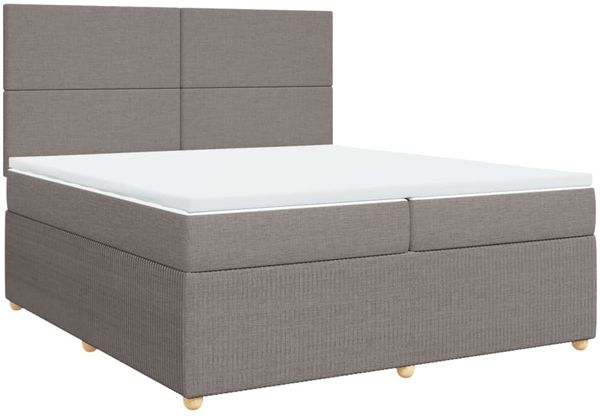 vidaXL Boxspringbett mit Matratze Taupe 200x200 cm Stoff 3294460 Bild 3