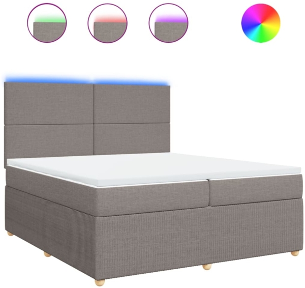 vidaXL Boxspringbett mit Matratze Taupe 200x200 cm Stoff 3294460