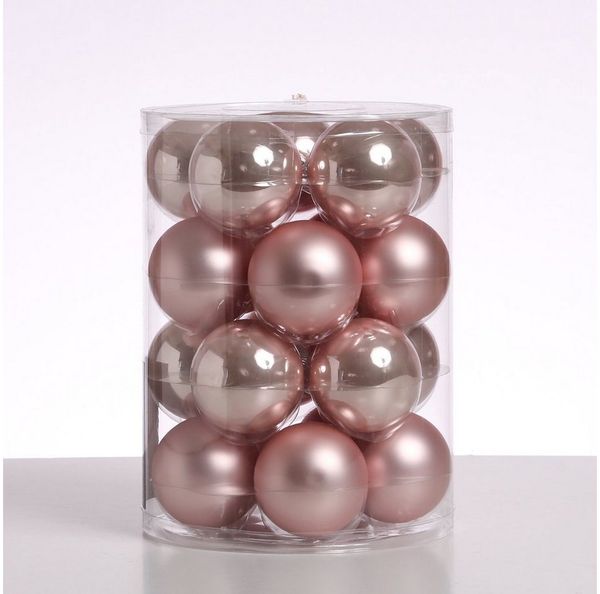 MARELIDA Weihnachtsbaumkugel Christbaumkugel Weihnachtskugel Glas D. 6cm glänzend matt rosa 20er Set (20 St)