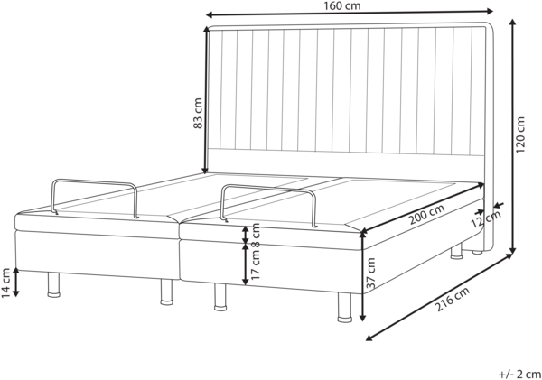 Bett verstellbar Stoff DUKE II 160 x 200 cm Beige Bild 2