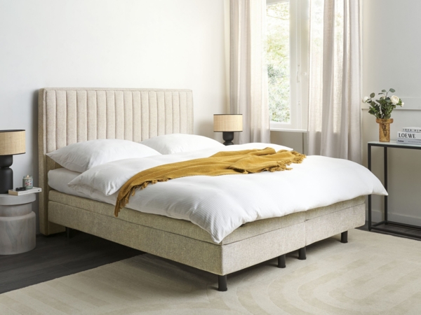 Bett verstellbar Stoff DUKE II 160 x 200 cm Beige Bild 3