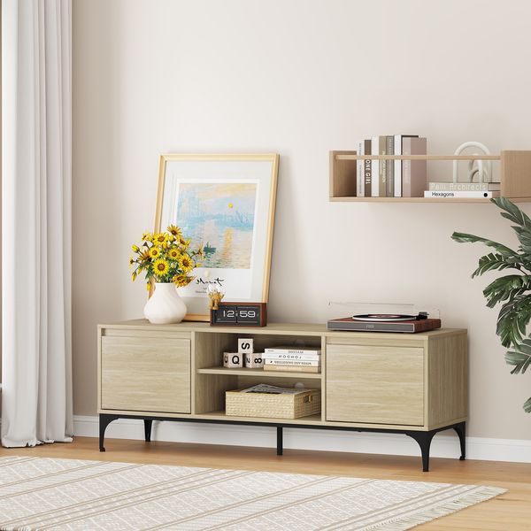 Fernsehschrank Kistiandi 140x40x50 cm Eicheoptik, hell [en. casa]