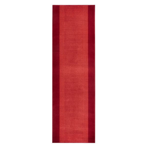 Kurzflor Teppich Läufer Band Rot - 80x500x0,9cm