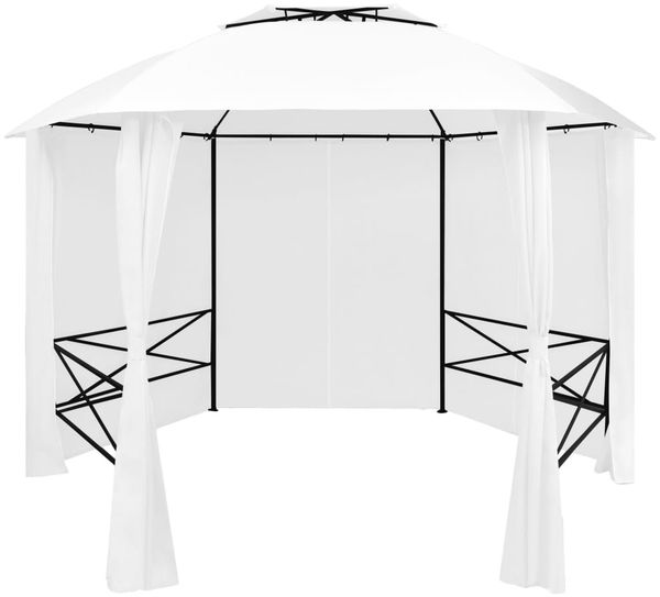 Gartenzelt, Partyzelt mit Vorhängen 360x312x265 cm Weiß 180 g/m²