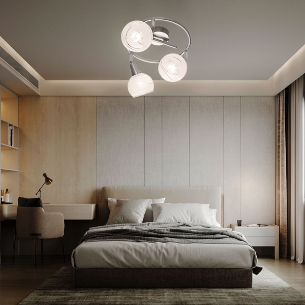 LED Deckenlampe, Chrom, Glas, Spots verstellbar, H 21 cm Bild 2