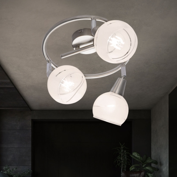 LED Deckenlampe, Chrom, Glas, Spots verstellbar, H 21 cm Bild 3