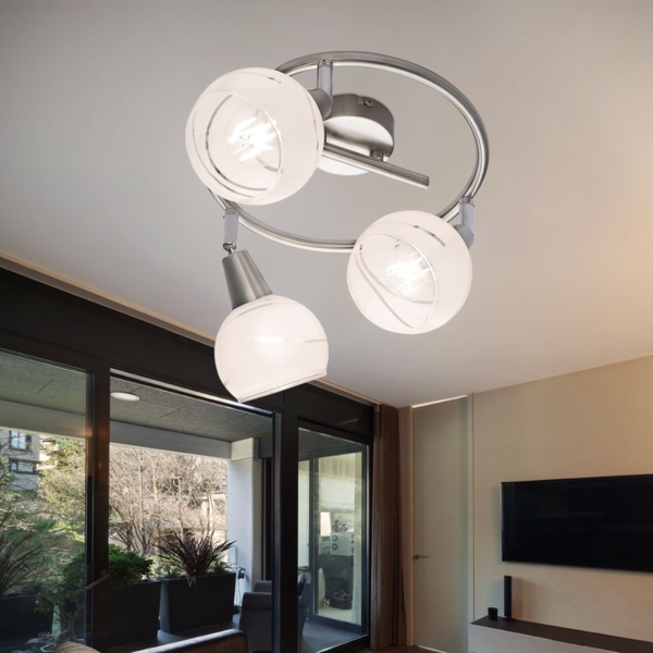 LED Deckenlampe, Chrom, Glas, Spots verstellbar, H 21 cm Bild 4