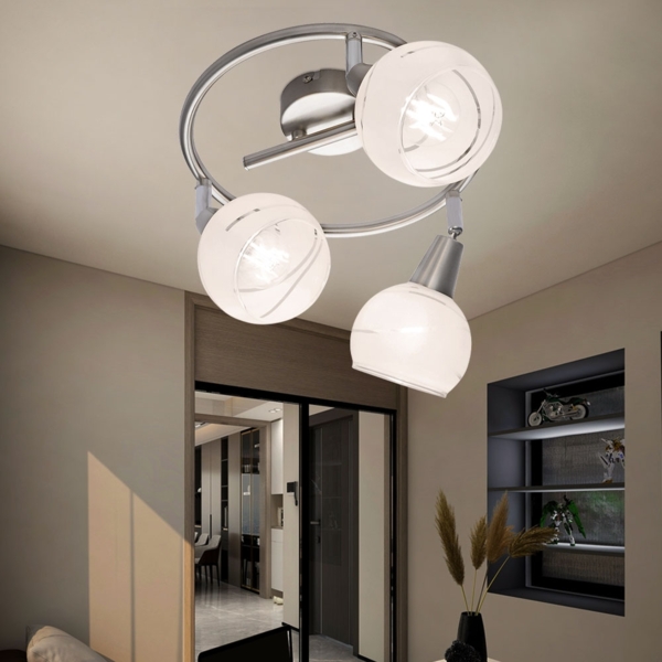 LED Deckenlampe, Chrom, Glas, Spots verstellbar, H 21 cm Bild 5