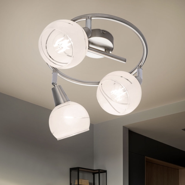 LED Deckenlampe, Chrom, Glas, Spots verstellbar, H 21 cm Bild 6