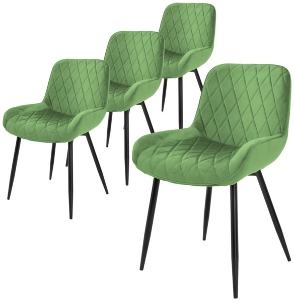 ML-DESIGN Stuhl Esszimmerstuhl mit Rücken- und Armlehnen Metallbeine Küchenstuhl (4 St), Wohnzimmerstuhl Grün Samt Sitzfläche Polsterstuhl Esstischstuhl