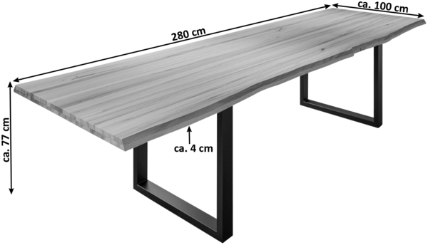 Esstisch Baumkante massiv Buche wildbuche 280x100 mattschwarz Roman 526732 Bild 6