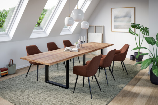 Esstisch Baumkante massiv Buche wildbuche 280x100 mattschwarz Roman 526732 Bild 4