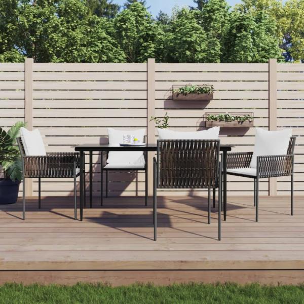 vidaXL 5-tlg. Garten-Essgruppe mit Kissen Poly Rattan und Stahl 3187057