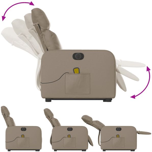 vidaXL Massagesessel mit Aufstehhilfe Elektrisch Cappuccino Kunstleder 3206776 Bild 6