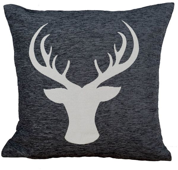 Haus und Deko Kissenbezüge Kissenbezug 45 x 45 Hirsch Geweih Kopf Dekokissen Weihnachten Kissenh, (1 Stück)