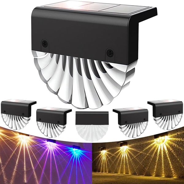 Luckice Außen-Stehlampe Solarleuchte für Außen,2 Stück Wasserdichte Balkon Dekoration, Solarleuchten,2 Modi Warmweiß/Farbwechselnde Solar Lichter, LED Gartenlampen für Terrasse Dekoration,Zaun,Garten und Treppen